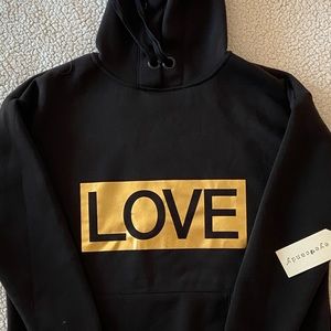 Black and gold love hoodie -size medium-cute